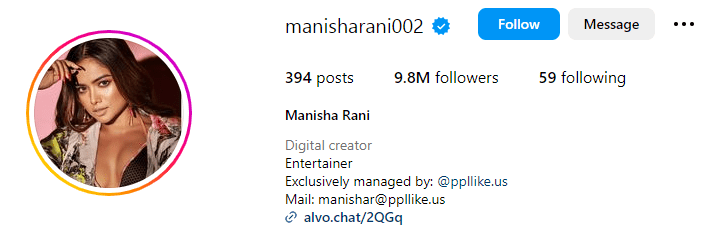 Manisha Rani Instagram