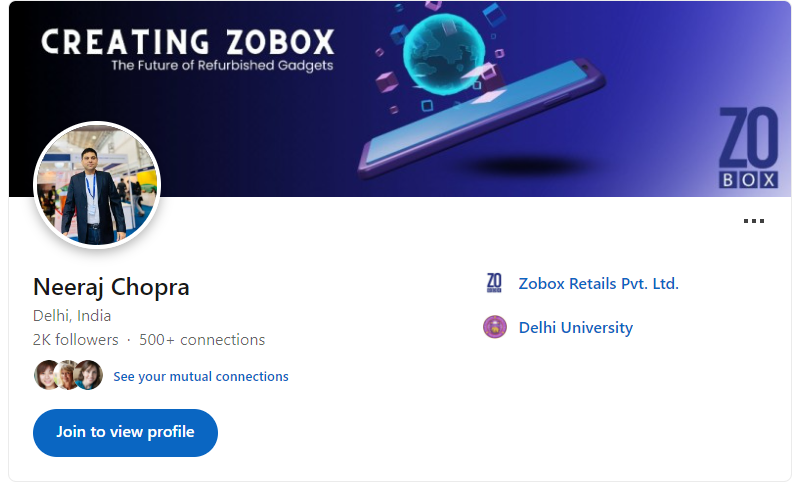 neeraj chopra linkedin profile