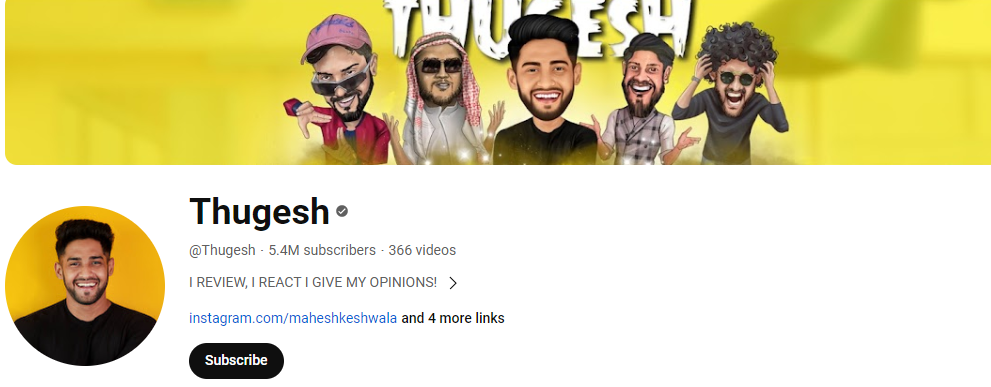 thugesh youtube channel